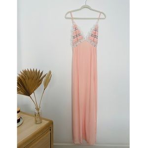 FOR LOVE AND LEMONS LOVEBIRD MAXI PINK DRESS